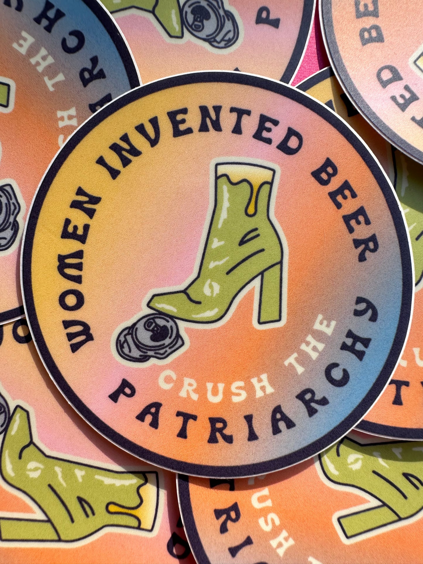 women invented beer boot sticker