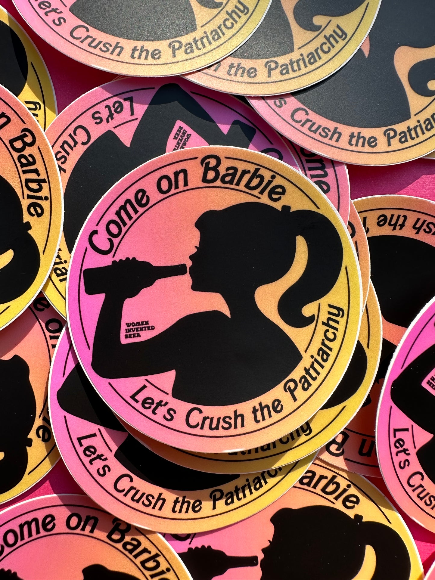 crush the patriarchy barbie sticker