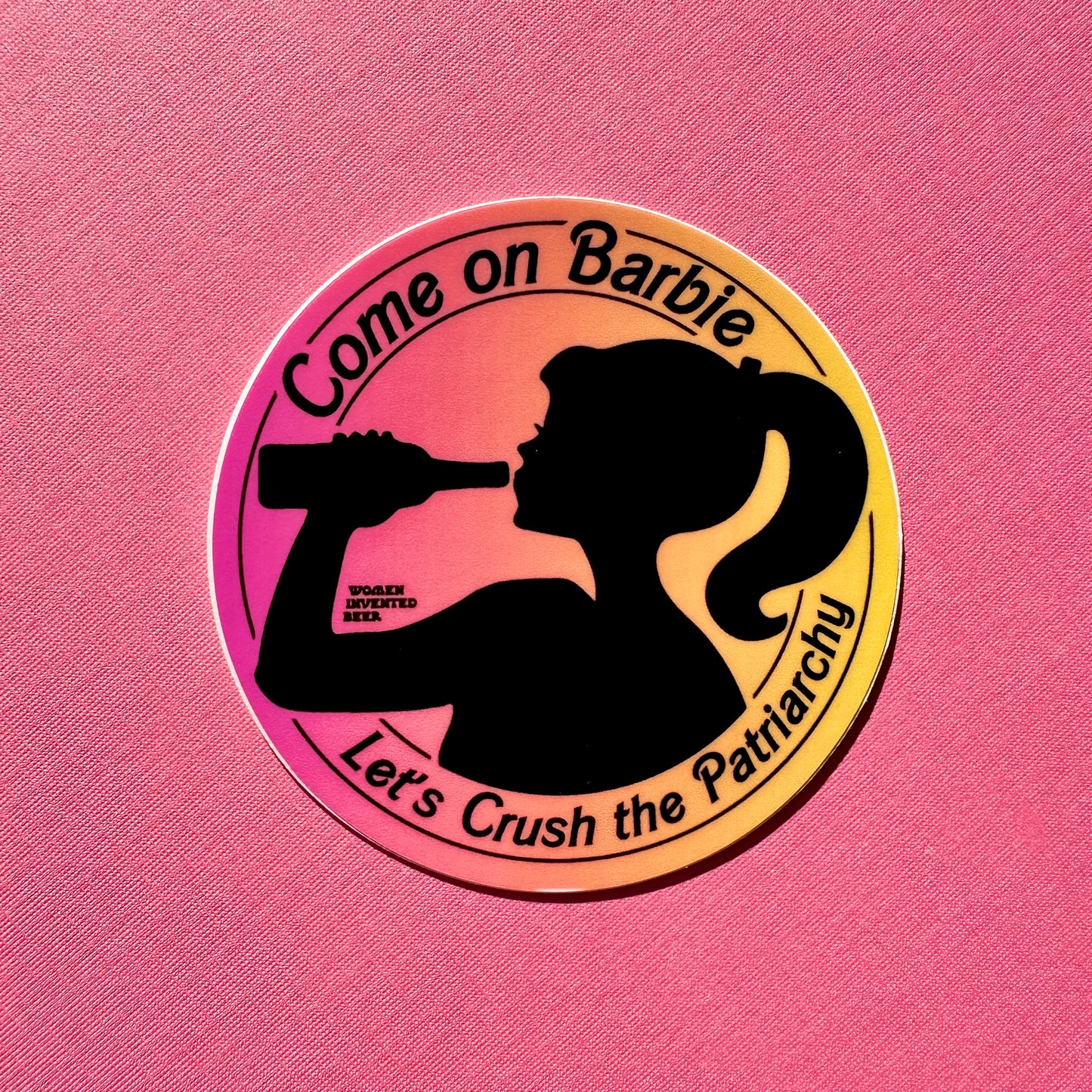 crush the patriarchy barbie sticker